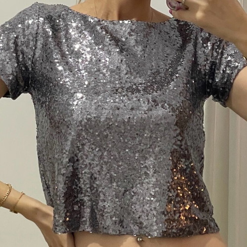 Elegant night top like new, silver