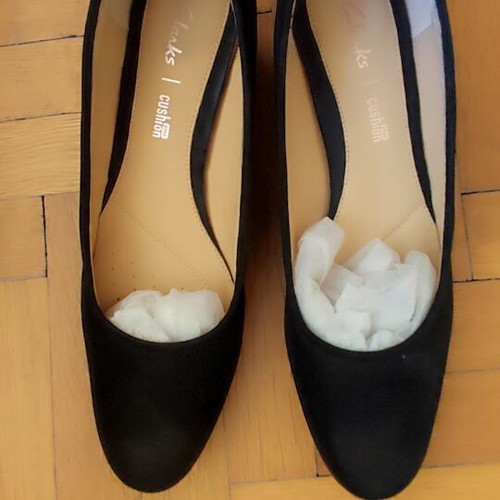 Clarks Black Leather Heels Size 38 New