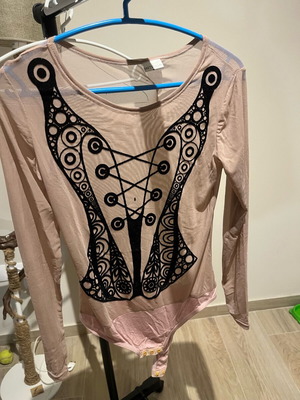 Long sleeve bodysuit with transparency in pink, size S, like new