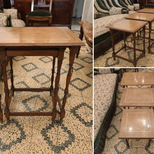 Set of 3 classic wooden nesting tables used