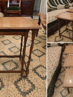 Set of 3 classic wooden nesting tables used