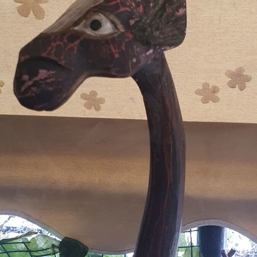 Wooden giraffe sculpture like new, height 1.02 m