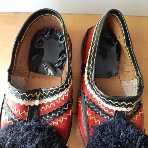 Handmade children's tsarouhia used, 1950s-60s, pack of two