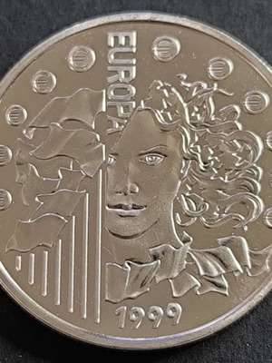 Monnaie de Paris Europa 1999 γαλλικό ασημένιο αναμνηστικό νόμισμα, ονομαστική αξία 6,55957 φράγκα