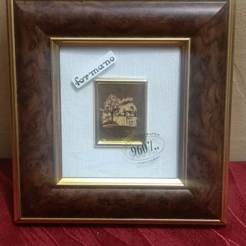 Painting with gold foil signature frame certificate like new