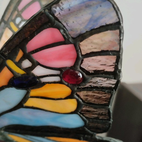 Handmade butterfly stained glass table lamp like new