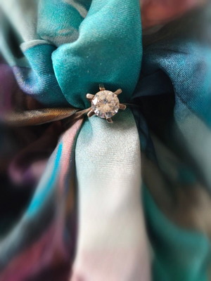 Сребърен пръстен с камък като нов, 3гр, 18мм