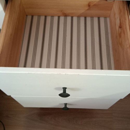 Wooden nightstand with 2 drawers white, like new