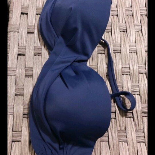 Bikini top blue like new, size XL, cup D, one strap
