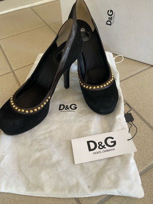 Dolce & Gabbana γόβες μεταχειρισμένες, μαύρο σουέτ με τρουκς, 38.5