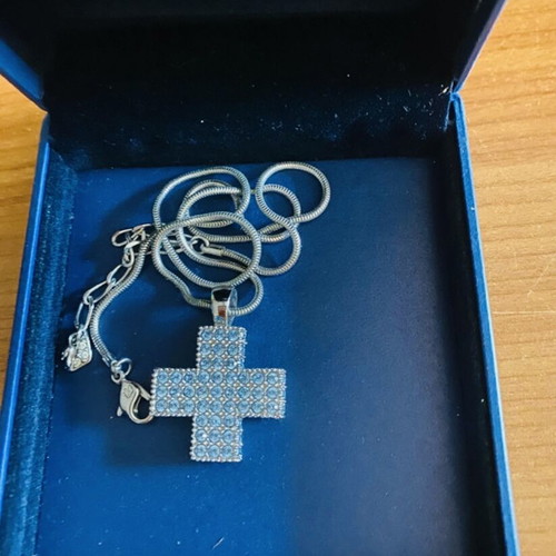 Swarovski silver cross with crystals like new