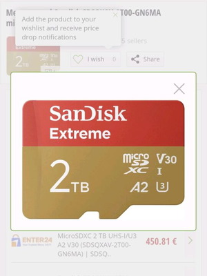 Sandisk 2T microsd καινούργιο υψηλής ταχύτητας