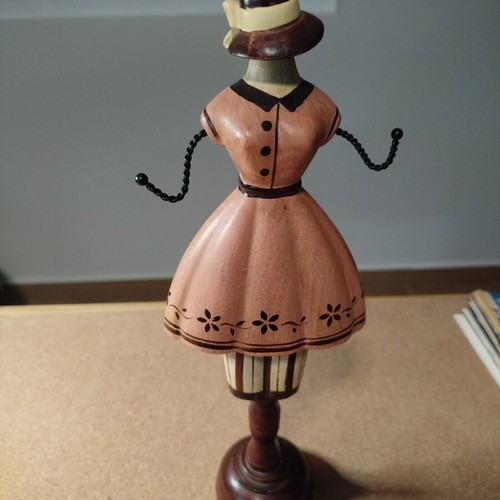 Jewelry stand used, wood, 32 cm height