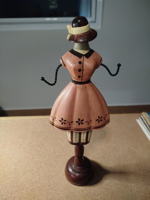 Jewelry stand used, wood, 32 cm height