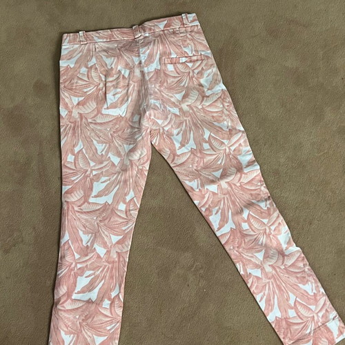 Mango cotton stretch pants size 38 Europe like new, white and pink