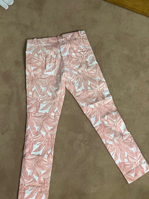 Mango cotton stretch pants size 38 Europe like new, white and pink