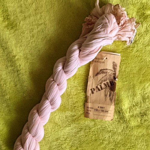 Crinkle Pareo Palme scarf new, pink and white cotton