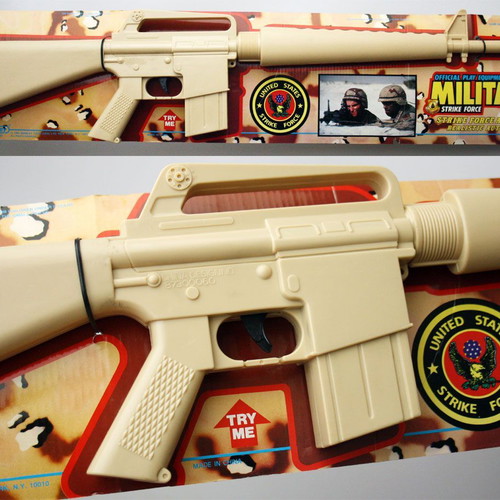 Manley AR-15 vintage 1991 friction mechanism toy gun, USA Strike Force