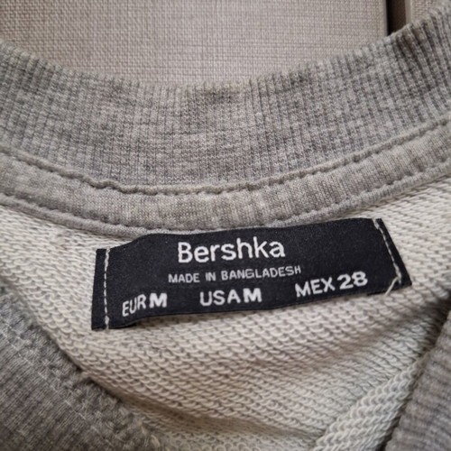Bershka Brooklyn USA hoodie crop top like new, gray and green, size M