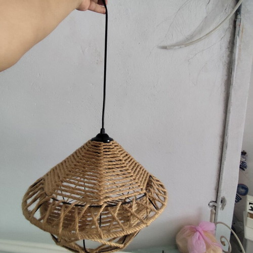 Pendant ceiling light set of 2, like new, metal with rope