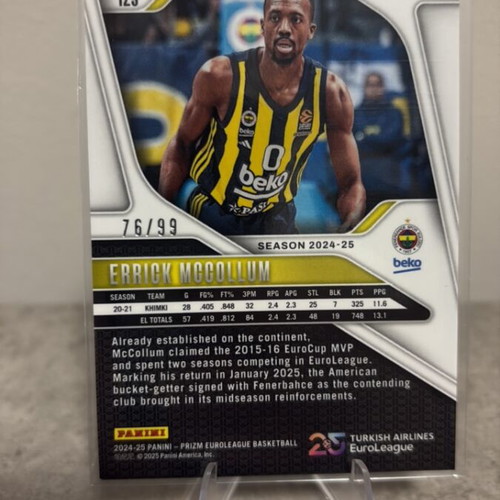 Errick McCollum 2024-25 Panini Prizm EuroLeague Purple Prizms card new