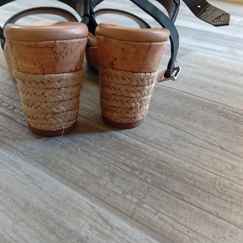 Ugg leather wedge sandals, size 38, black