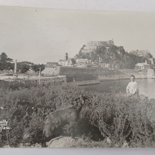 Black and white Corfu postcard used