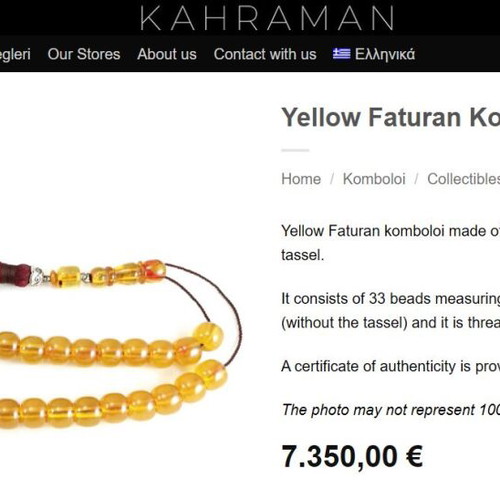 Faturan Komboloi with Certification, 23 Beads, 32 mm, 41 g, Like New