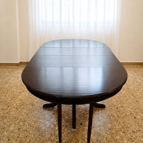 Extendable wooden round dining table 1960s