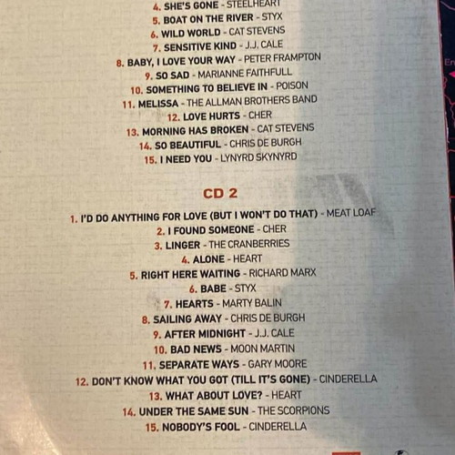 Rock Ballads For Ever 2CD collection like new