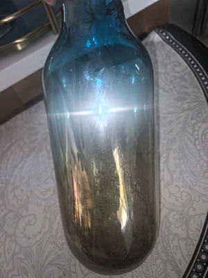 Tall blue shimmering bubble vase like new