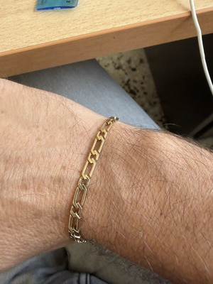 Ανδρικό χρυσό βραχιόλι αλυσίδα Figaro 14K, 22 εκ., 8 γρ.