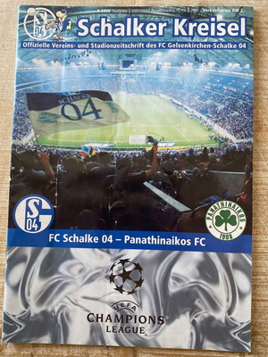 Πρόγραμμα FC Schalke 04 - Παναθηναϊκός Champions League 2001 αυθεντικό μεταχειρισμένο