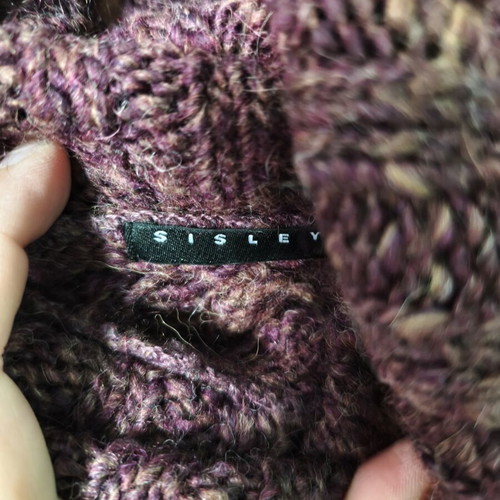 Sisley purple thick knitted winter dress like new, medium size