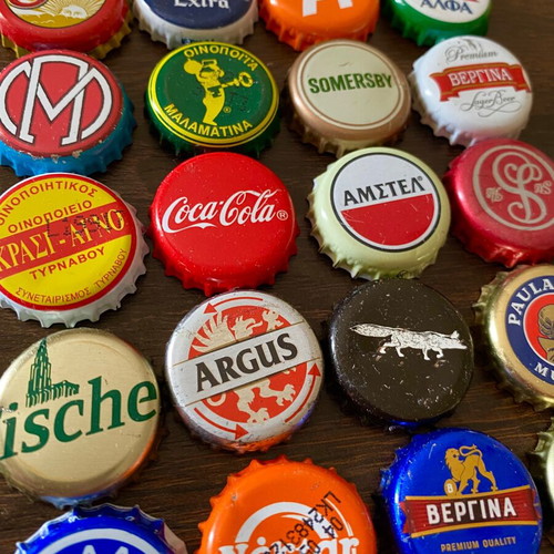 Beer and soda bottle caps used, pack of 20