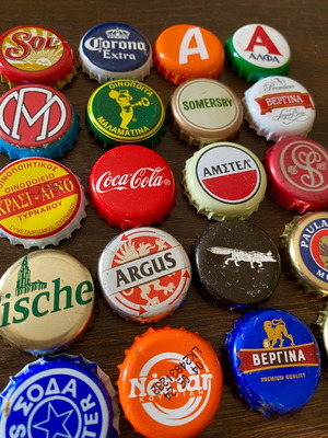 Beer and soda bottle caps used, pack of 20