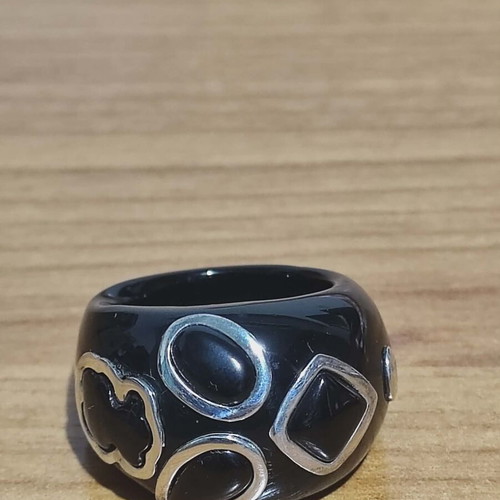 Tous ring black resin and 925 silver like new