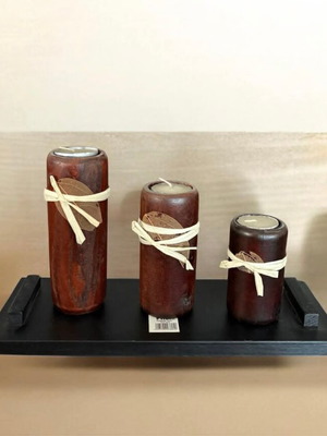 Set of 3 wooden candles new