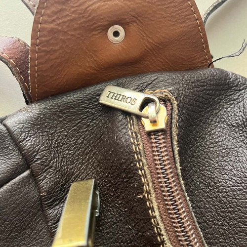 Vintage Thiros leather backpack used, brown
