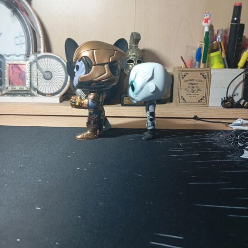 Thanos and Ebony Maw Funko Pop figures used