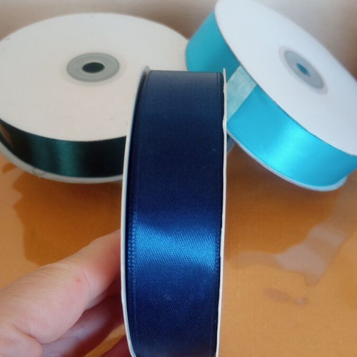 Satin ribbons set of 4, 2.5 cm width, 50 meters, new