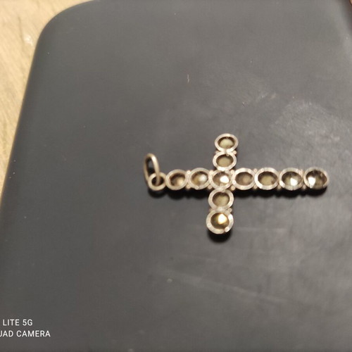 Cross pendant used with zircon silver, length 3cm