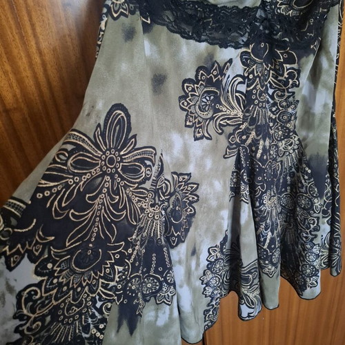 Morgan dress XS/S like new, olive with black and gold halter design