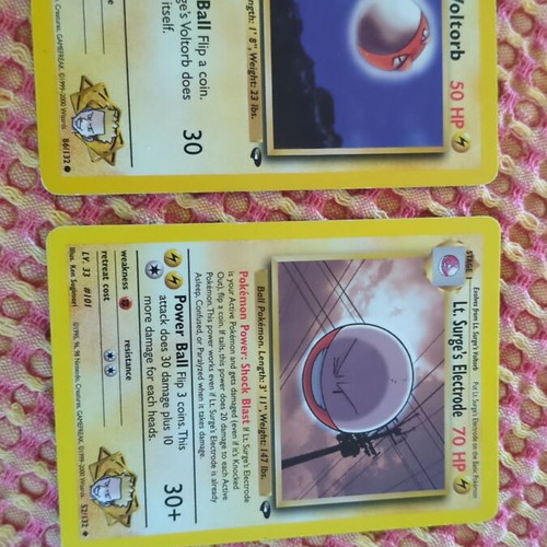 Pokemon cards Lt Surge used, Voltorb and Electrode