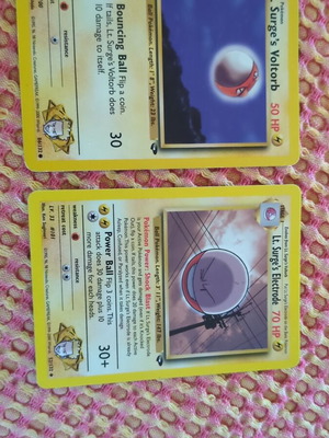 Pokemon cards Lt Surge used, Voltorb and Electrode