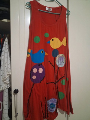 Cotton dress multicolored like new, comfortable