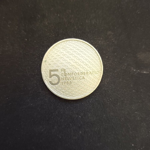 Swiss 5 Franc Coin 1988 Olympic Games used