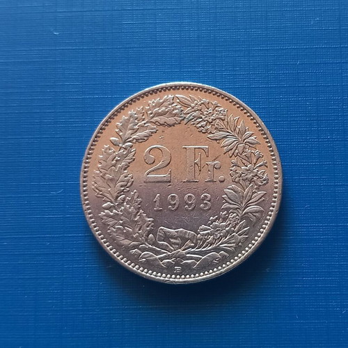 Switzerland 2 francs 1993 coin like new