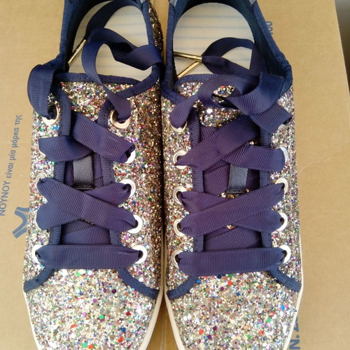 Flat athletic shoes used with rhinestones, size 39, multicolor