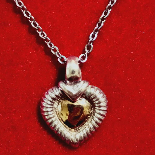 Necklace heart silver 925 with gold 585 new